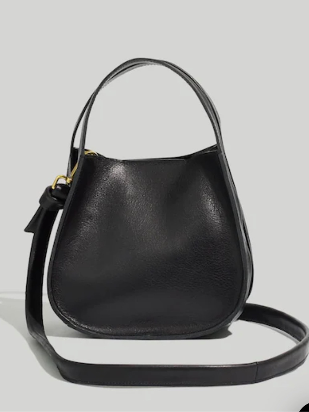 Madewell Black Leather Sydney Crossbody Bag with Gold Hardware